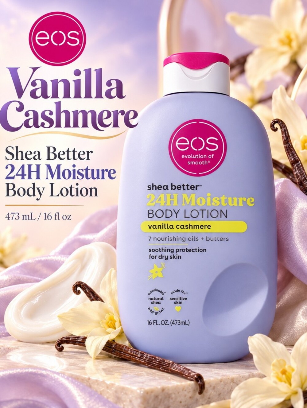 eos Shea Better 24H Moisture Body Lotion – Vanilla Cashmere